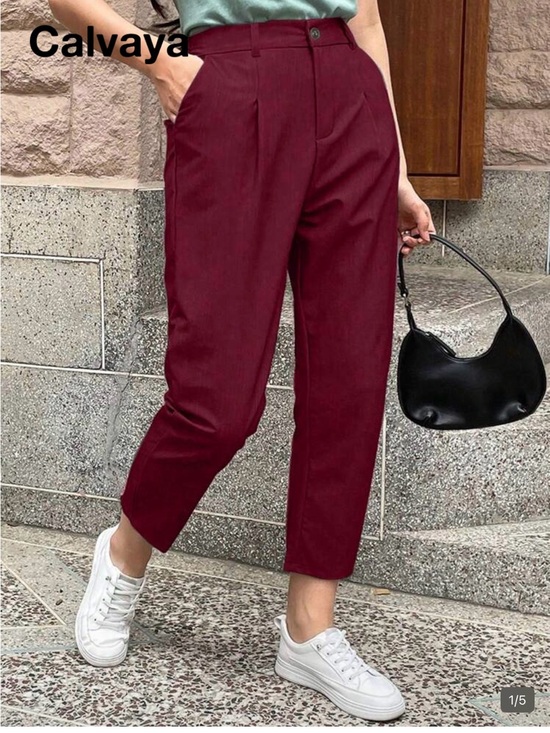 SHEIN Pants - Women's High-Waist Burgundy Tapered Pants (4 pairs)